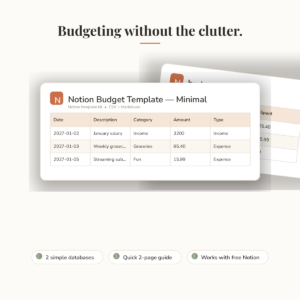 Notion Budget Template — Minimal