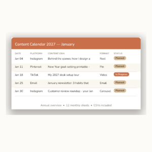 Content Calendar Template